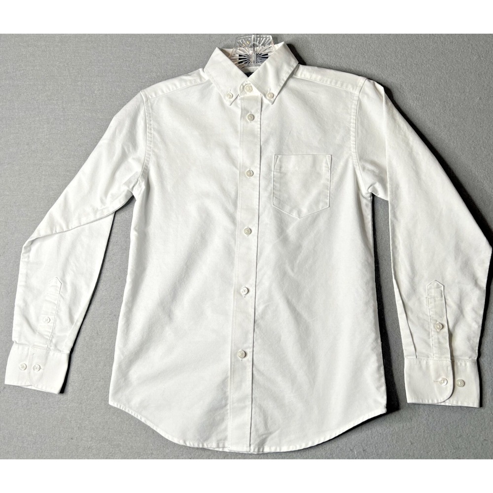 IZOD Boys White Dress Shirt Size 10 Long Sleeve Button-Down Collared Prep School